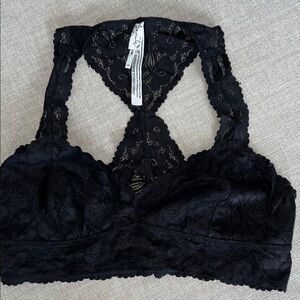 Free People Lace Racerback Bralette - Black